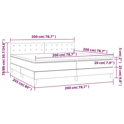 vidaXL Łóżko kontynentalne z materacem i LED, różowy aksamit 200x200cm