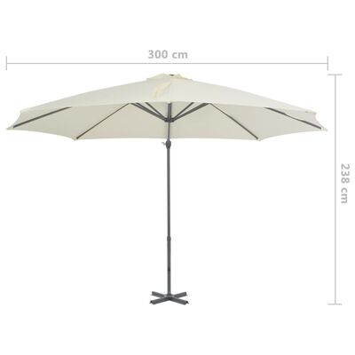 vidaXL Parasol wiszący z aluminiowym słupkiem, 300 cm, piaskowy