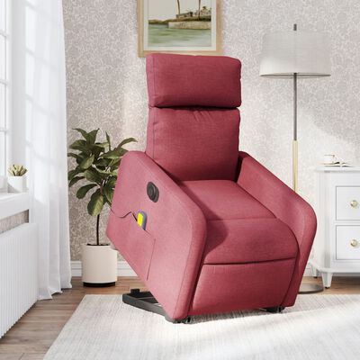 vidaXL Podnoszony fotel masujący, elektryczny, rozkładany, czerwony