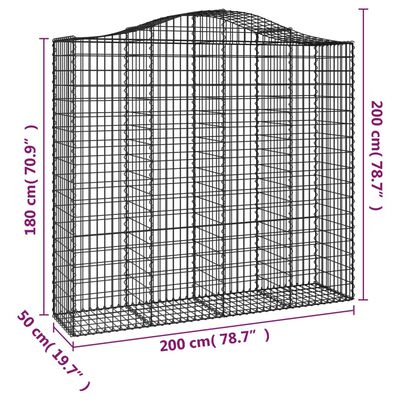 vidaXL Kosze gabionowe, 15 szt, 200x50x180/200cm, galwanizowane żelazo