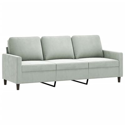 vidaXL Sofa 3-osobowa, jasnoszara, 180 cm, tapicerowana aksamitem