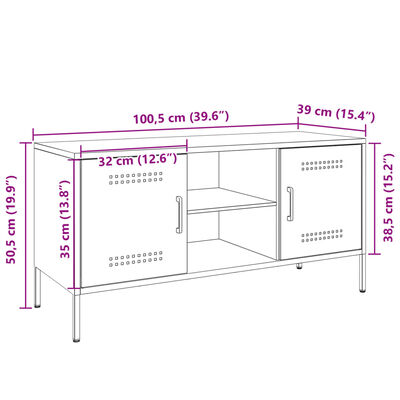 vidaXL Szafka pod telewizor, różowa, 100,5x39x50,5 cm, stalowa