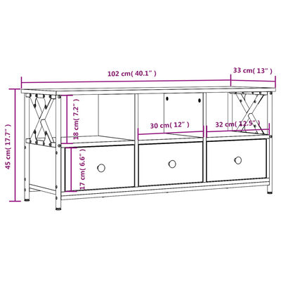 vidaXL Szafka pod telewizor, czarna, 102x33x45 cm