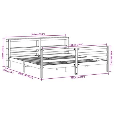 vidaXL Rama łóżka bez materaca, biała, 180x200 cm, lite drewno sosnowe