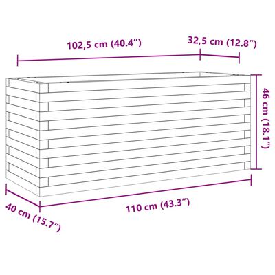 vidaXL Donica ogrodowa, 110x40x46 cm, impregnowane drewno sosnowe