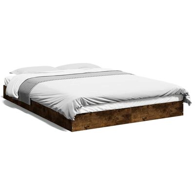 vidaXL Rama łóżka, przydymiony dąb, 140x190cm, materiał drewnopochodny
