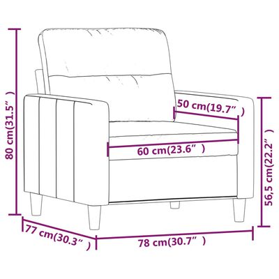 vidaXL Fotel, kremowy, 60 cm, obity tkaniną