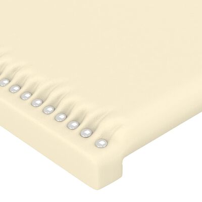 vidaXL Zagłówek do łóżka z LED, kremowy, 90x5x78/88 cm, sztuczna skóra
