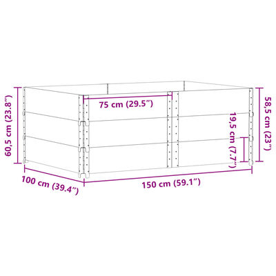 vidaXL Nadstawki paletowe, 3 szt., czarne, 150x100 cm, drewno sosnowe