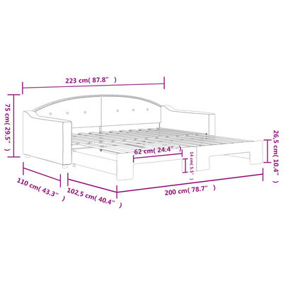 vidaXL Sofa rozsuwana, czarna, 100x200 cm, tkanina