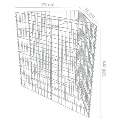 vidaXL Podwyższona donica gabionowa, galwanizowana stal, 75x75x100 cm