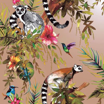 DUTCH WALLCOVERINGS Tapeta Lemur, różowe złoto