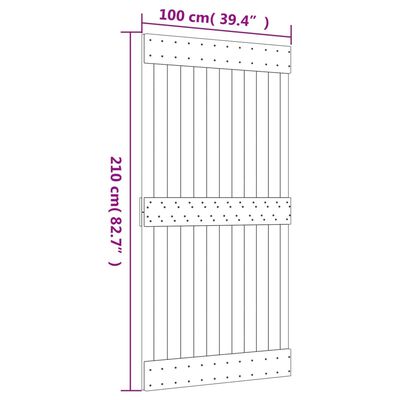 vidaXL Drzwi przesuwne z osprzętem, 100x210 cm, lite drewno sosnowe