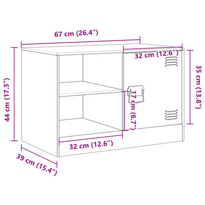 vidaXL Szafka pod telewizor, oliwkowa, 67x39x44 cm, stalowa