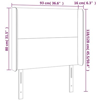 vidaXL Zagłówek do łóżka z LED ciemnobrązowy, 93x16x118/128 cm tkanina