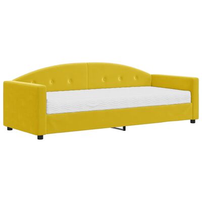 vidaXL Sofa z materacem do spania, żółta, 80x200 cm, aksamit