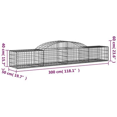 vidaXL Kosze gabionowe, 20 szt, 300x50x40/60 cm, galwanizowane żelazo