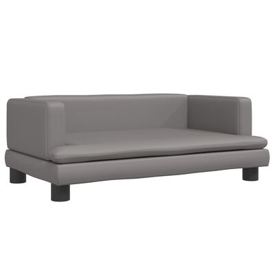 vidaXL Sofa dla dzieci, szara, 80x45x30 cm, sztuczna skóra