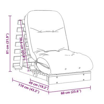 vidaXL Sofa rozkładana typu futon, z materacem, biała, 60x206x11 cm