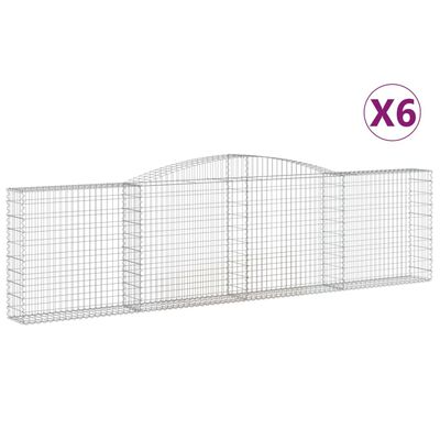 vidaXL Kosze gabionowe, 6 szt, 400x30x100/120 cm, galwanizowane żelazo