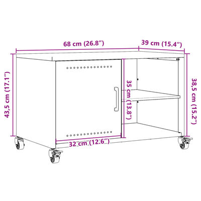 vidaXL Szafka RTV, antracytowa, 68x39x43,5 cm, stal walcowana na zimno