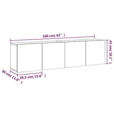 vidaXL Ścienne szafki TV, 2 szt., brązowy dąb, 80x30x41 cm