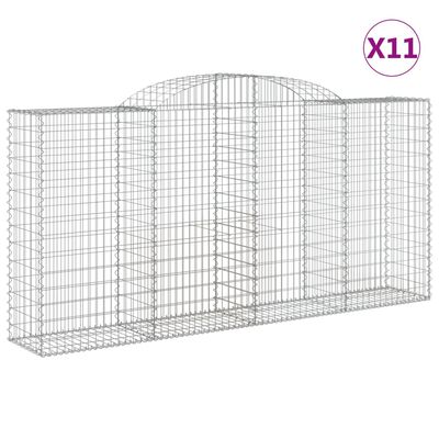 vidaXL Kosze gabionowe, 11 szt, 300x50x140/160cm, galwanizowane żelazo