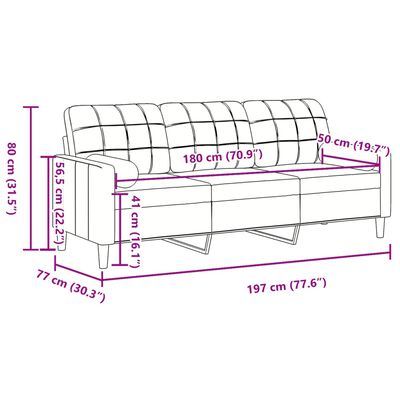 vidaXL 3-osobowa sofa z poduszkami, czarna, 180 cm, aksamit