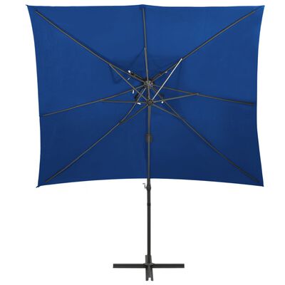 vidaXL Parasol wiszący z podwójną czaszą, 250x250 cm, niebieski