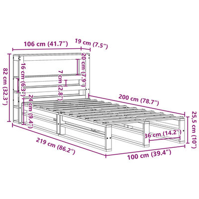 vidaXL Rama łóżka bez materaca, 100x200 cm, lite drewno sosnowe