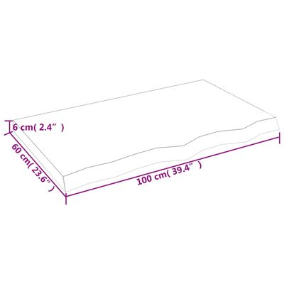 vidaXL Blat do łazienki, ciemnobrązowy, 100x60x(2-6) cm, lite drewno