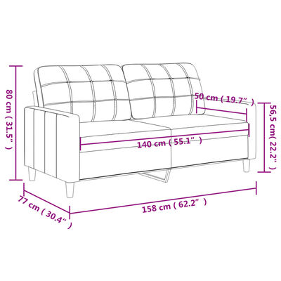 vidaXL 2-osobowa sofa, szary, 140 cm, sztuczna skóra