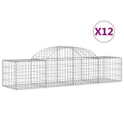 vidaXL Kosze gabionowe, 12 szt, 200x50x40/60 cm, galwanizowane żelazo