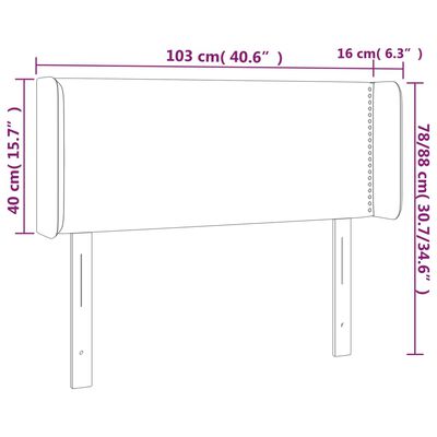 vidaXL Zagłówek do łóżka z LED, szary, 103x16x78/88 cm sztuczna skóra