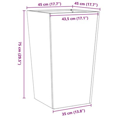 vidaXL Donice ogrodowe, 45x45x75 cm, 2 szt., stal galwanizowana