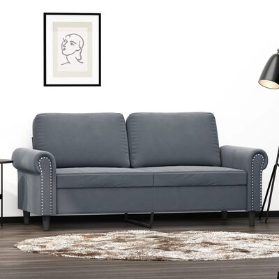 vidaXL Sofa 2-osobowa, ciemnoszary, 140 cm, tapicerowana aksamitem