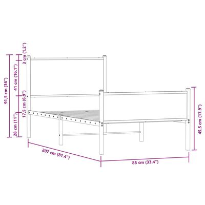 vidaXL Metalowa rama łóżka z wezgłowiem i zanóżkiem 200x200 cm