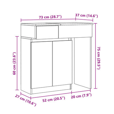 vidaXL Toaletka z oświetleniem LED, szarość betonu, 115x37x110,5 cm