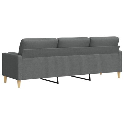 vidaXL 3-osobowa sofa z poduszkami, ciemnoszara, 210 cm, obita tkaniną