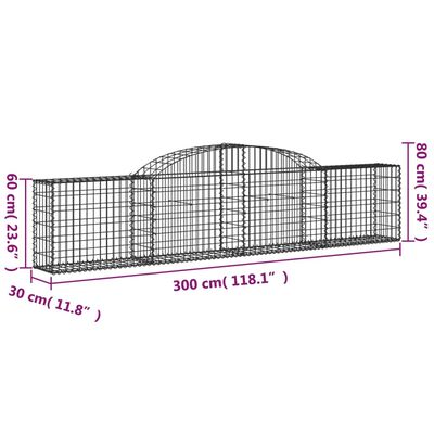 vidaXL Kosze gabionowe, 9 szt., 300x30x60/80 cm, galwanizowane żelazo