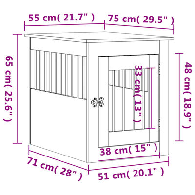 vidaXL Kojec dla psa, biały, 55x75x65 cm, materiał drewnopochodny