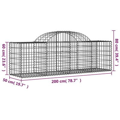 vidaXL Kosze gabionowe, 4 szt., 200x50x60/80 cm, galwanizowane żelazo