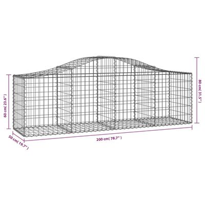 vidaXL Kosze gabionowe, 14 szt, 200x50x60/80 cm, galwanizowane żelazo