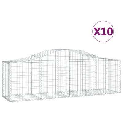 vidaXL Kosze gabionowe, 10 szt, 200x50x60/80 cm, galwanizowane żelazo