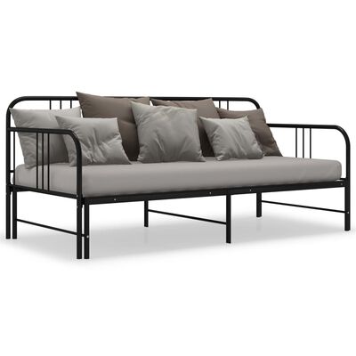 vidaXL Sofa z wysuwaną ramą łóżka, czarna, metalowa, 90x200 cm