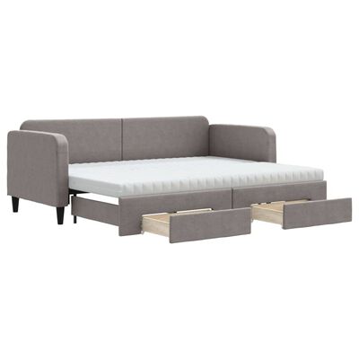 vidaXL Sofa rozsuwana z szufladami, taupe, 80x200 cm, tkanina