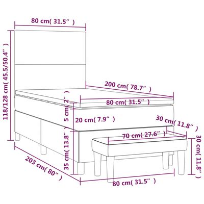 vidaXL Łóżko kontynentalne z materacem, białe, ekoskóra 80x200 cm