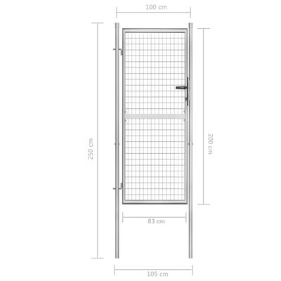 vidaXL Furtka ogrodowa, galwanizowana stal, 105x250 cm, srebrna