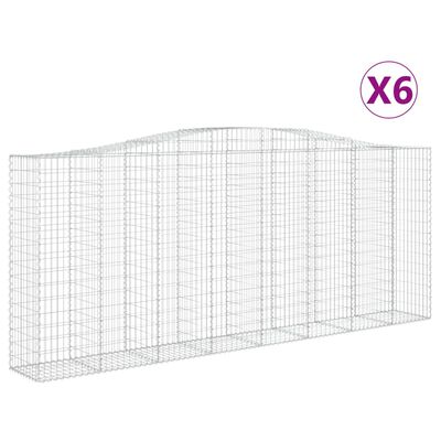 vidaXL Kosze gabionowe, 6 szt, 400x50x160/180 cm, galwanizowane żelazo