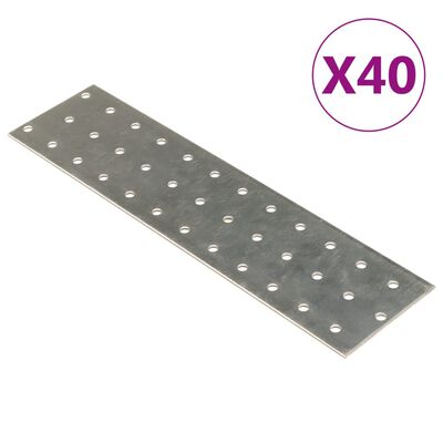 vidaXL Płytki perforowane, 40 szt., 2 mm, 240x60 mm, stal ocynkowana